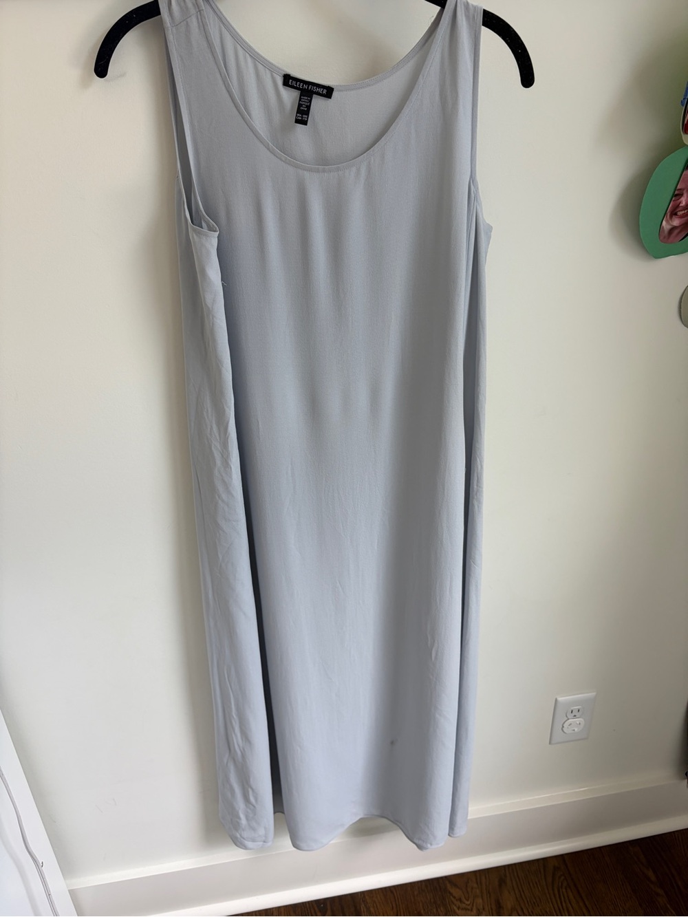 Eileen Fisher Pale Gray Sleeveless Long Shift Dress